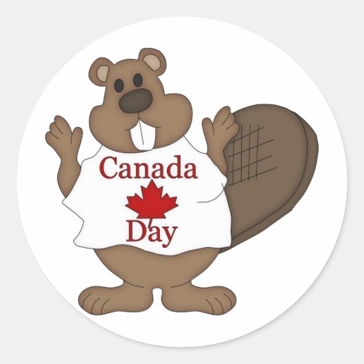 Canada Day Beaver-T - shirts en -cadeaus Ronde Sticker (Voorkant)