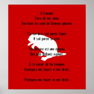 Canada Day Beaver White French Anthem Poster