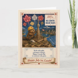 Canada Day Bever Bouwer CN Tower Kunst Patriottisc Kaart