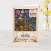 Canada Day Bever Bouwer CN Tower Kunst Patriottisc Kaart (Gele Bloem)