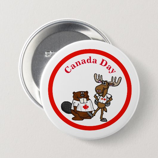 Canada Day Button - Beaver en Moose (Voorkant /achterkant)