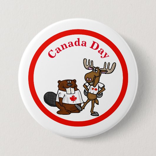 Canada Day Button - Beaver en Moose (Voorkant)