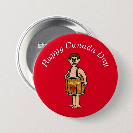 Canada Day Button Man met een mapelspuit (Voorkant /achterkant)