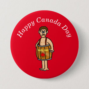 Canada Day Button Man met een mapelspuit