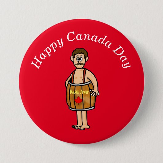 Canada Day Button Man met een mapelspuit (Voorkant)