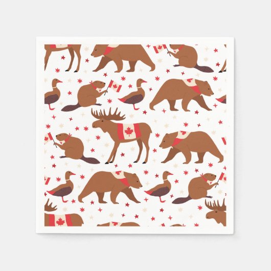 Canada Day Canadese dieren Servet (Voorkant)