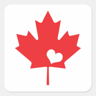 Canada Day Canadese esdoorn blad en hart Vierkante Sticker