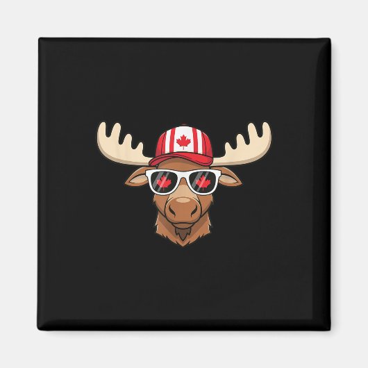 Canada Day Canadese Vlag Maple Leaf Moose Sungles Magneet (Voorkant)