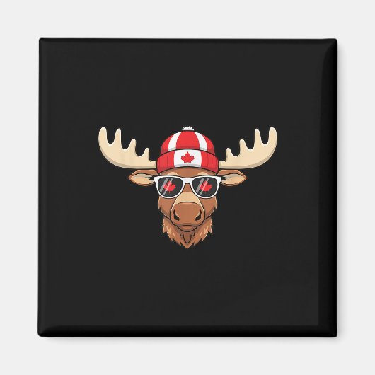 Canada Day Canadese Vlag Maple Leaf Moose Sungles Magneet (Voorkant)