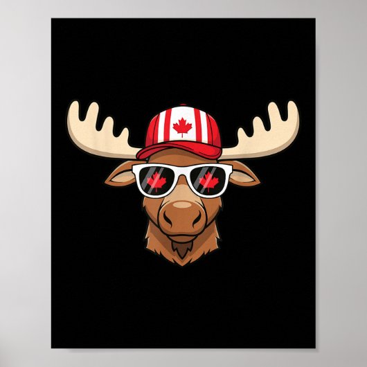 Canada Day Canadese Vlag Maple Leaf Moose Sungles Poster (Voorkant)