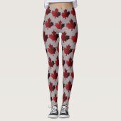 Canada Day Canadian Maple Leaf Leggings Rood Grijs (Voorkant)