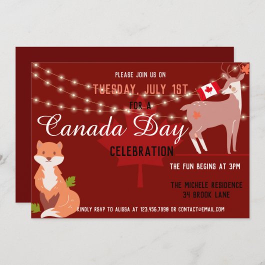 Canada Day Celebration Invitation Independence Kaart (Voorkant / Achterkant)