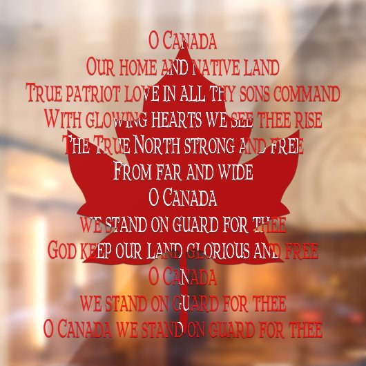 Canada Day Decomleert Canada Anthem Window Cling Raamsticker (Vel 2)