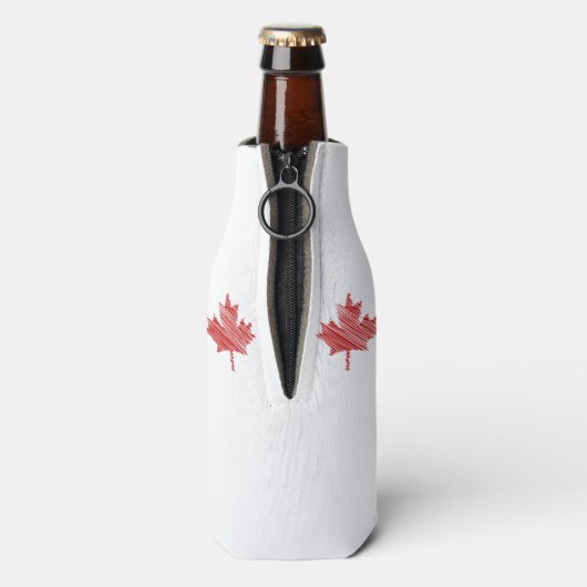 Canada Day esdoorn blad rode & witte vlag Flesjeskoeler (Fles Achterkant)