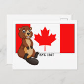 Canada Day Est. 1867 Vlag en Bever Briefkaart (Voorkant / Achterkant)