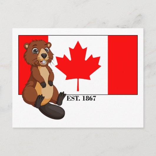 Canada Day Est. 1867 Vlag en Bever Briefkaart (Voorkant)