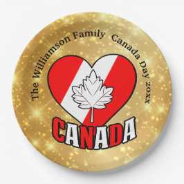 Canada Day Gold Party Personaliseer Naam Jaar 9" Papieren Bordje