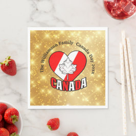 Canada Day Gold Party - Persoonlijke naam jaar Servet
