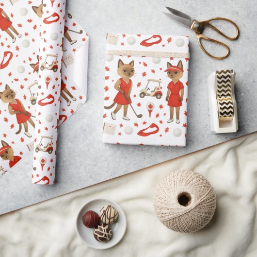 Canada Day Golf Gear voor Kattenliefhebbers Cadeaupapier (Crafts)