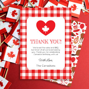 Canada Day Heart Thank You Card Kaart