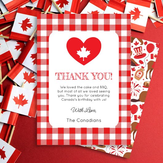 Canada Day Heart Thank You Card Kaart