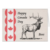 Canada Day Kaart voor boss met Moose & Flag Icon (Voorkant Horizontaal)