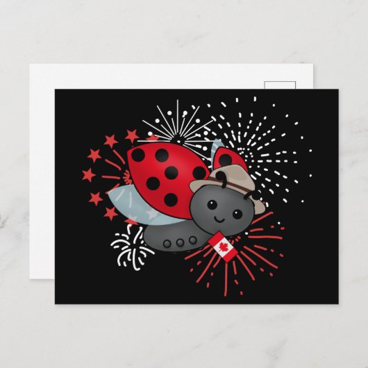 Canada Day Ladybug T-Shirt Briefkaart (Voorkant / Achterkant)
