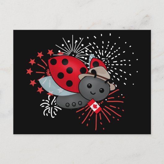Canada Day Ladybug T-Shirt Briefkaart (Voorkant)