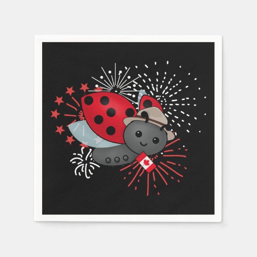 Canada Day Ladybug T-Shirt Servet (Voorkant)