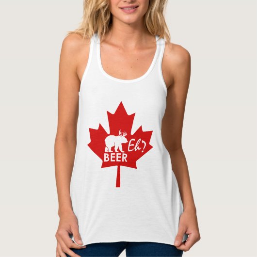 Canada Day Maple leaf Beer Eh? tanktop (Voorkant)