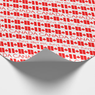 Canada Day Maple Leaf Canadian Flag Red Typography Cadeaupapier