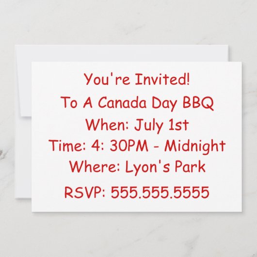 Canada Day - Maple Leaf Kaart (Achterkant)