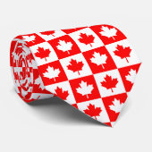 Canada Day Maple Leaf Leaves Checkerboard Stropdas (Opgerold)
