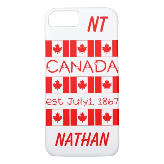 Canada Day Maple Leaf Monogram Name Initialen Case-Mate iPhone Case (Achterkant)