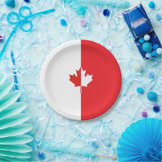 Canada Day Maple Leaf Rood & Wit Papieren Bordje (Feest)