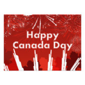 Canada Day met vuurwerk en esdoornbladeren Foto Afdruk (Voorkant)