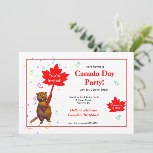 Canada Day Party Beaver Kaart (Staand voorkant)