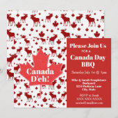 Canada Day Party-uitnodigingen Moose en Maple Leaf Kaart (Voorkant / Achterkant)