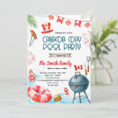 Canada day pool party invitation kaart (Staand voorkant)