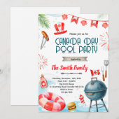 Canada day pool party invitation kaart (Voorkant / Achterkant)