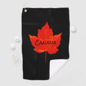 Canada Day Red Black Maple Leaf Golfhanddoek (Insitu)