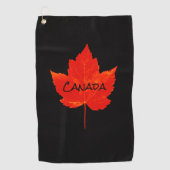 Canada Day Red Black Maple Leaf Golfhanddoek (Voorkant)