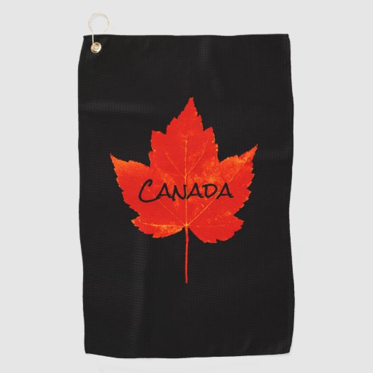 Canada Day Red Black Maple Leaf Golfhanddoek (Voorkant)