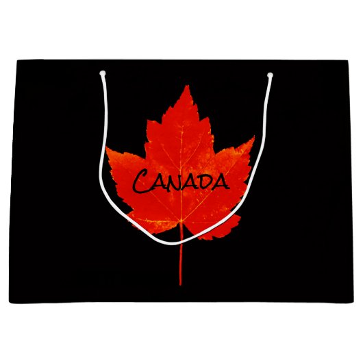 Canada Day Red Black Maple Leaf Groot Cadeauzakje (Voorkant)