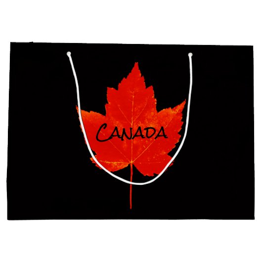 Canada Day Red Black Maple Leaf Groot Cadeauzakje (Achterkant)