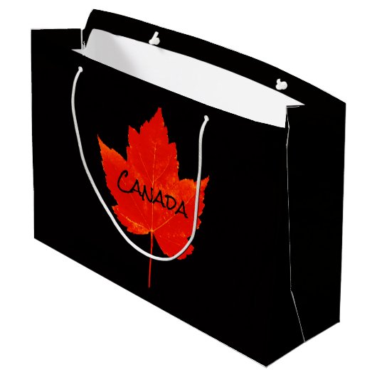 Canada Day Red Black Maple Leaf Groot Cadeauzakje (Achterkant Gekanteld)