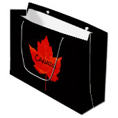 Canada Day Red Black Maple Leaf Groot Cadeauzakje (Voorkant Gekanteld)