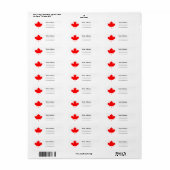 Canada Day Red maple leaf label sticker (Full Sheet)