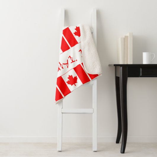 Canada Day Red Maple Leaf Pattern Canadese vlag Sherpa Deken (In situ)
