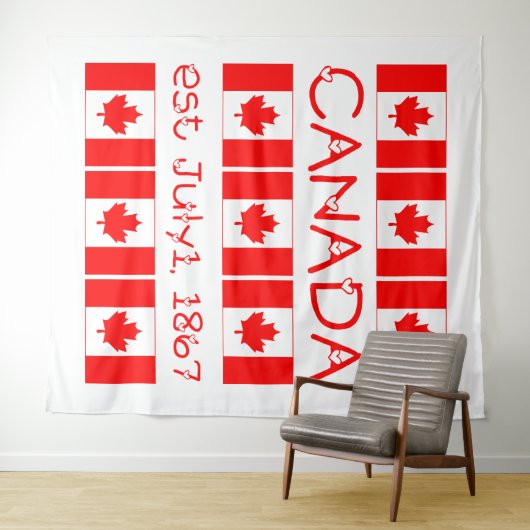 Canada Day Red Maple Leaf Pattern Canadese vlag Wandkleed (In Situ (horizontaal))